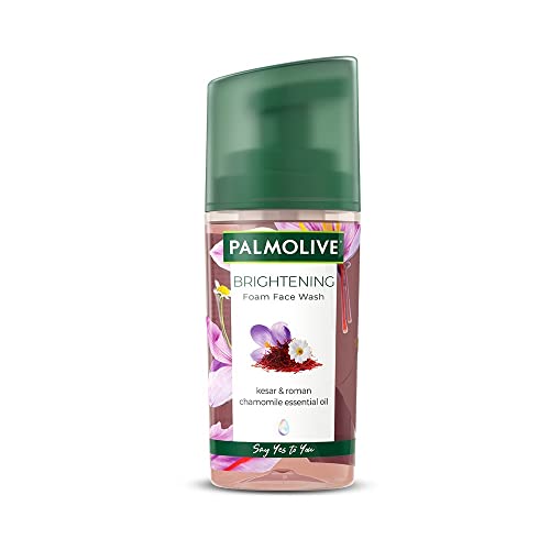 Palmolive Brightening Foam Face Wash, with Kesar and Roman Chamomile Essential Oil, Suits All Skin Types (100ml)