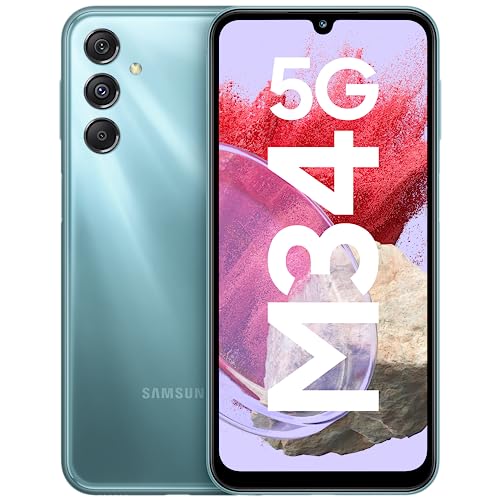 Samsung Galaxy M34 5G (Waterfall Blue,6GB,128GB)|120Hz sAMOLED Display|50MP Triple No Shake Cam|6000 mAh Battery|4 Gen OS Upgrade & 5 Year Security Update|12GB RAM with RAM+|Android 13|Without Charger